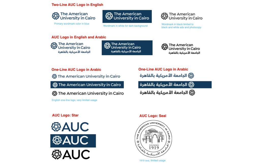 Standard AUC English and Arabic Nameplates and Colors The American